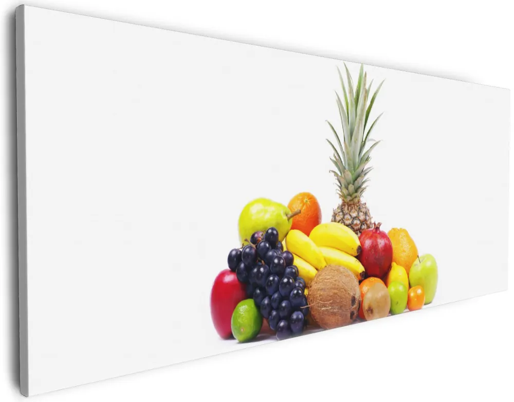 Billig Leinwandbild Gemischtes Obst aus aller Welt - Exotische Obstsammlung 50 x 125 cm