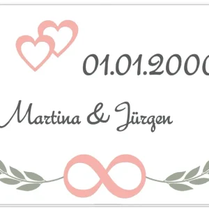 Poster Hochzeitskranz mit Herz + Wunschname und Datum 61 x 91,5 cm, mit rahmenlosem Bildhalter Knallerangebot