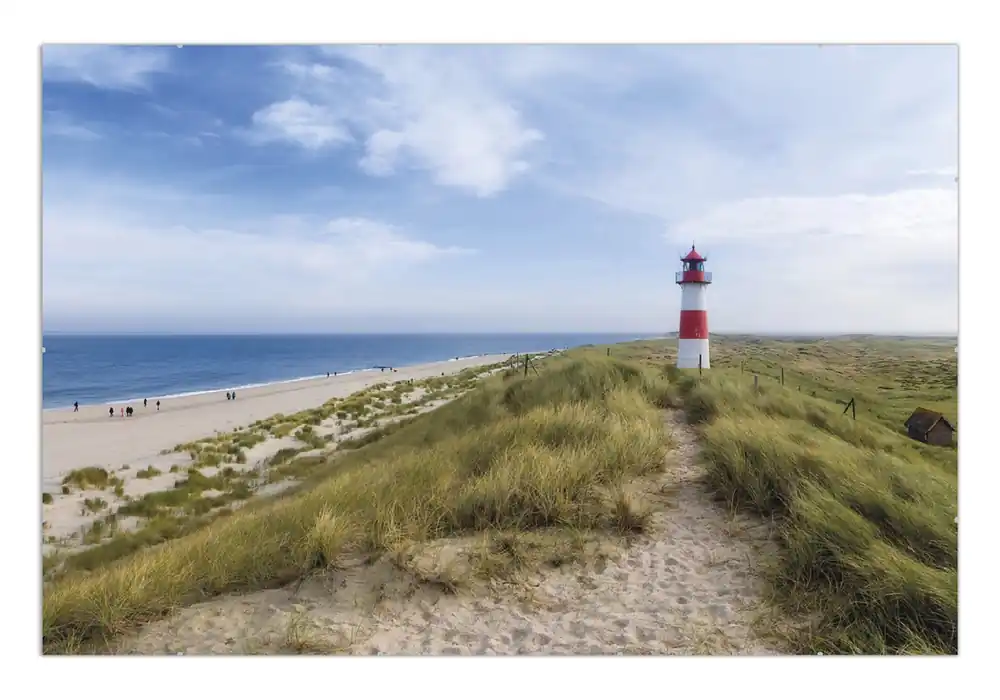 Poster Am Strand von Sylt Leuchtturm auf der Düne Panorama 40 x 50 cm,Poster ohne Rahmen Mega-Angebot