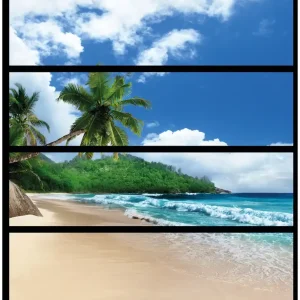 Möbelfolie Urlaub auf den Seychellen unter Palmen am Sandstrand 4 Teile à 20 x 80 cm Top-Angebot