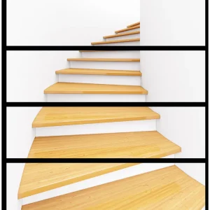 Abverkauf Möbelfolie Wendeltreppe aus hellem Holz 4 Teile à 20 x 80 cm