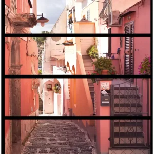 Möbelfolie Südländische Gasse- Italien bei Sonnenschein 4 Teile à 20 x 80 cm Kracherpreis