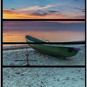 Bestpreis Möbelfolie Einsames Fischerboot mit Anker am Strand 4 Teile à 20 x 80 cm