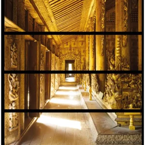 Wochenendangebot Möbelfolie Buddhistischer Tempel aus Holz - Mandaley 4 Teile à 20 x 80 cm