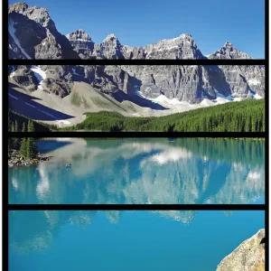Möbelfolie Tiefblauer See mit Bergpanorama und Wäldern  Kanada 4 Teile à 20 x 80 cm Preis Gesenkt