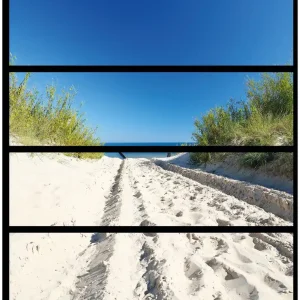 Bestseller Möbelfolie Auf dem Sandweg zum Strand - Blauer Himmel über dem Meer 4 Teile à 20 x 80 cm