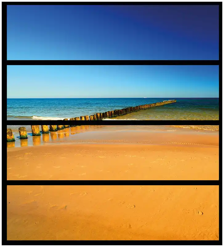 Möbelfolie Sandstrand in orange - Blaues Meer - Blauer Himmel 4 Teile à 20 x 80 cm Markenware