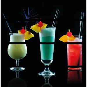 Wochenendangebot Möbelfolie Bunte Cocktails vor schwarzem Hintergrund 4 Teile à 20 x 80 cm