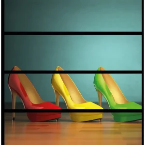 Ausverkauf Möbelfolie Bunte Schuhe - High Heels für Frauen 4 Teile à 20 x 80 cm