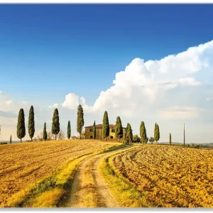 Bestseller Glasunterlage Italien - Toskana unter blauem Himmel einsame Farm 30 x 40 cm