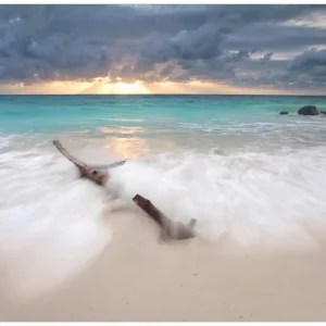 Abverkauf Vliestapete Wellen am Strand bei Sonnenuntergang 400 x 267 cm