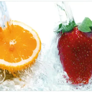 Direktkauf Vliestapete Frische Früchte übergossen mit Wasser I 400 x 267 cm