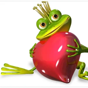 Ausverkauf Vliestapete Verliebter Froschkönig mit großem Herz 400 x 267 cm