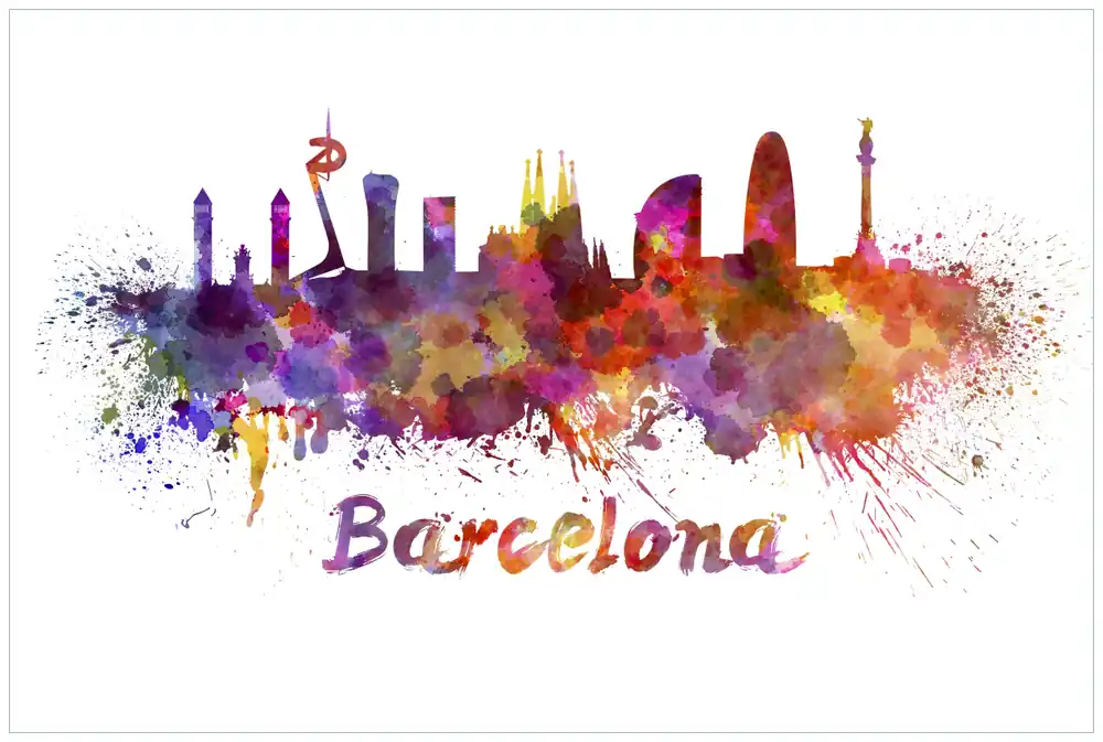 Preisreduziert Vliestapete Städte als Aquarell - Skyline von Barcelona 400 x 267 cm