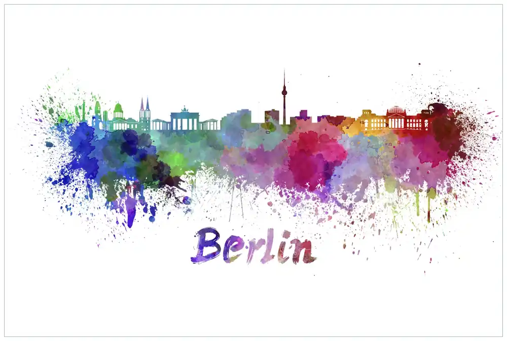 Günstig Vliestapete Städte als Aquarell - Skyline von Berlin 400 x 267 cm