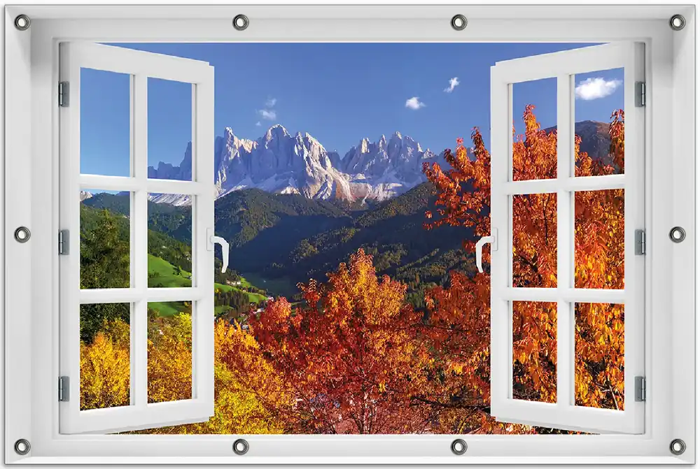 Letzte Chance Gartenposter Herbst im Gebirgstal unter blauem Himmel 80 x 120 cm