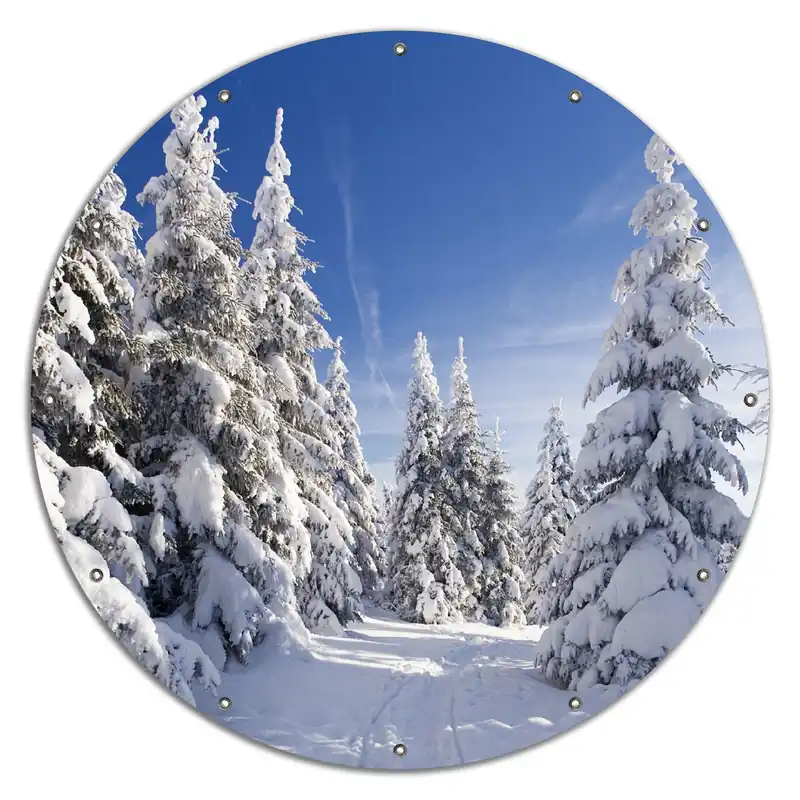 Gartenposter Wanderweg im Schnee 100 x 150 cm Markenprodukt