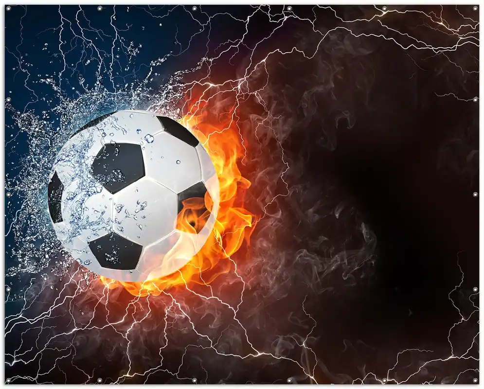 Direkt Vom Hersteller Gartenposter Fußball - Feuer und Wasser 80 x 120 cm