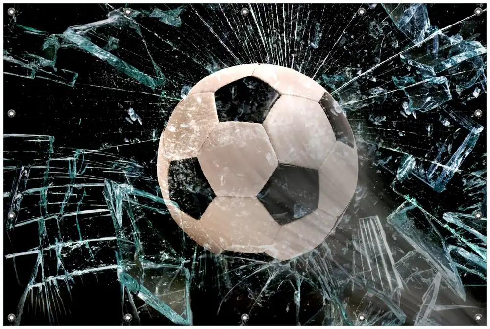 Gartenposter Fußball - im Fenster, Splitter und Glas Rund. 90 cm Durchmesser Versand Am Gleichen Tag