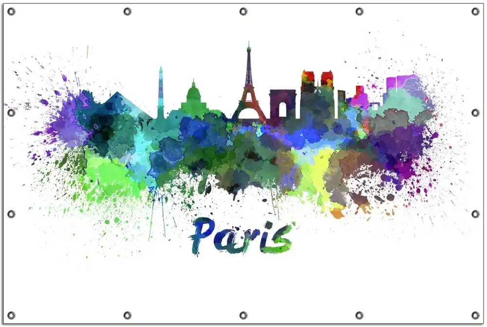 Gartenposter Städte als Aquarell - Skyline von Paris 400 x 280 cm Bestseller