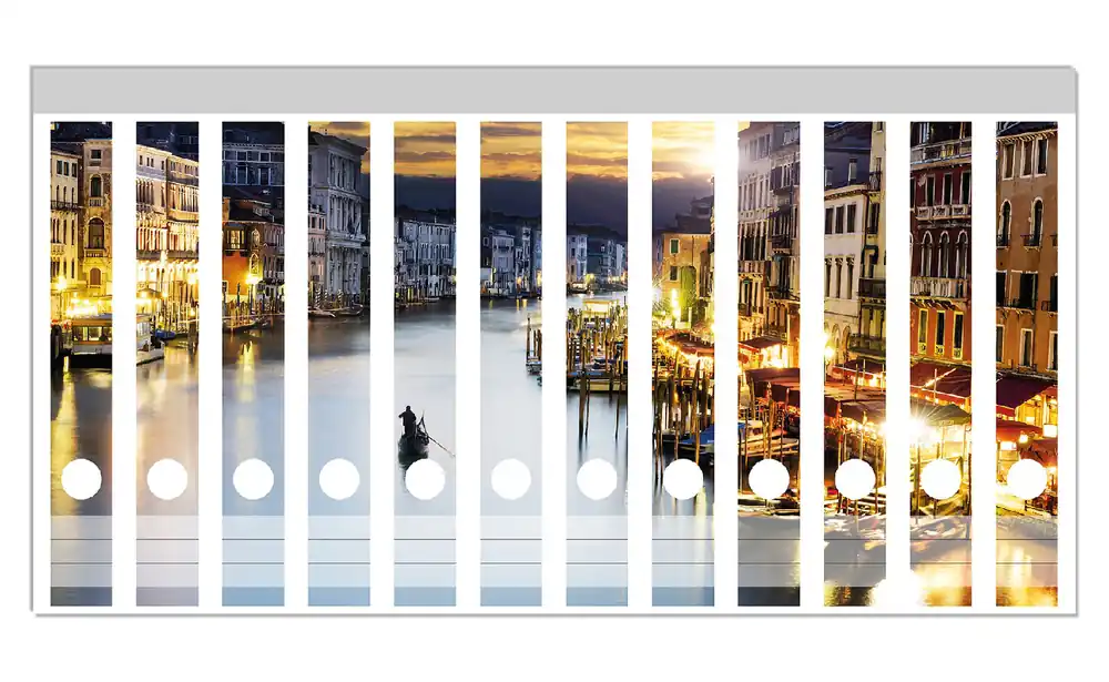 Sofort Bestellen Ordnerrücken Sticker Canal Grande in Venedig am Abend mit untergehender Sonne für breite Ordner, 12 Sticker