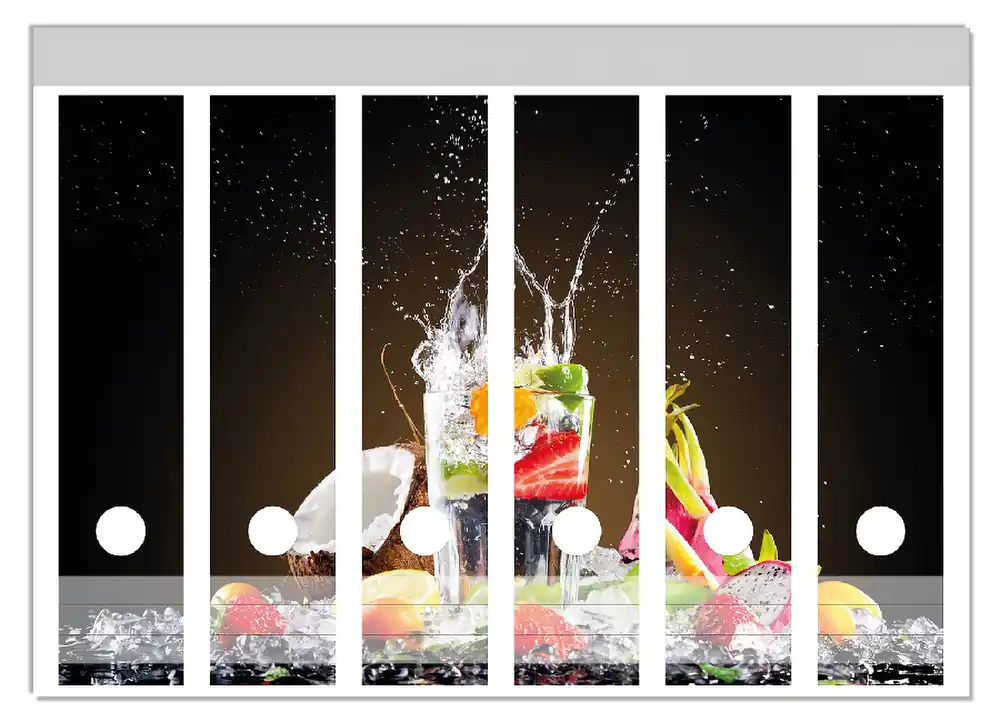 Beliebt Ordnerrücken Sticker Tropische Früchte in einem erfrischenden Drink für breite Ordner, 6 Sticker