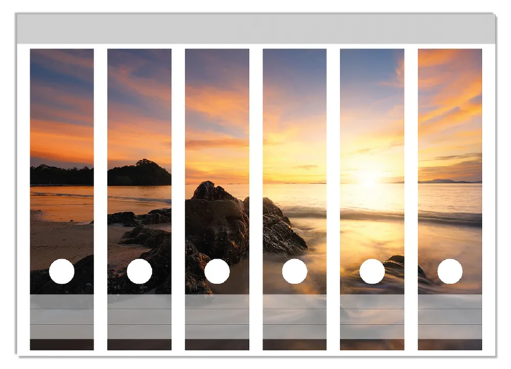 Jetzt Bestellen Ordnerrücken Sticker Sonne über dem Meer mit Felsenlandschaft für schmale Ordner, 8 Sticker