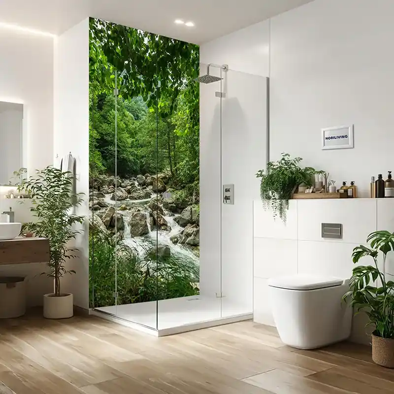 Duschrückwand Einzel | Alu kleiner Wasserlauf über Felsen 181 Beliebt