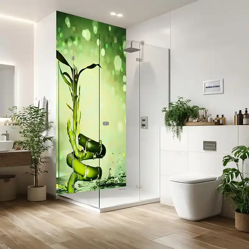 Solange Der Vorrat Reicht Duschrückwand Einzel | Alu Bambus mit Wassertropfen 486