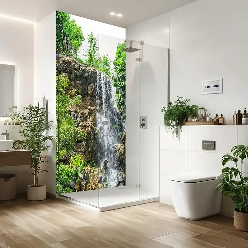 Duschrückwand Einzel | Alu Wasserfall an Felsvorsprung 178 Expressversand