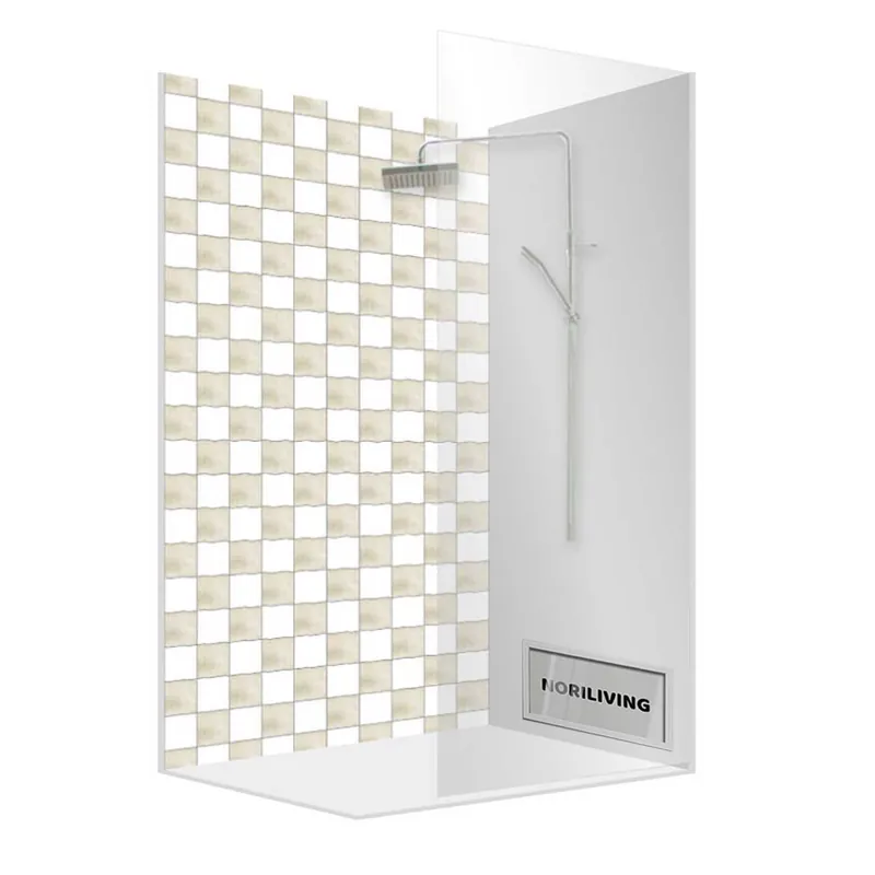 Duschrückwand Alu Fliesenoptik 283 | 100x100 | Variante 02 - Schachbrett weiß Beliebt