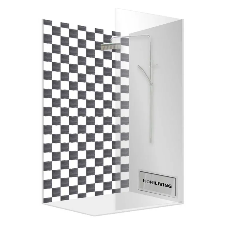 Duschrückwand Alu Fliesenoptik 424 | 100x100 | Variante 02 - Schachbrett weiß Schneller Versand