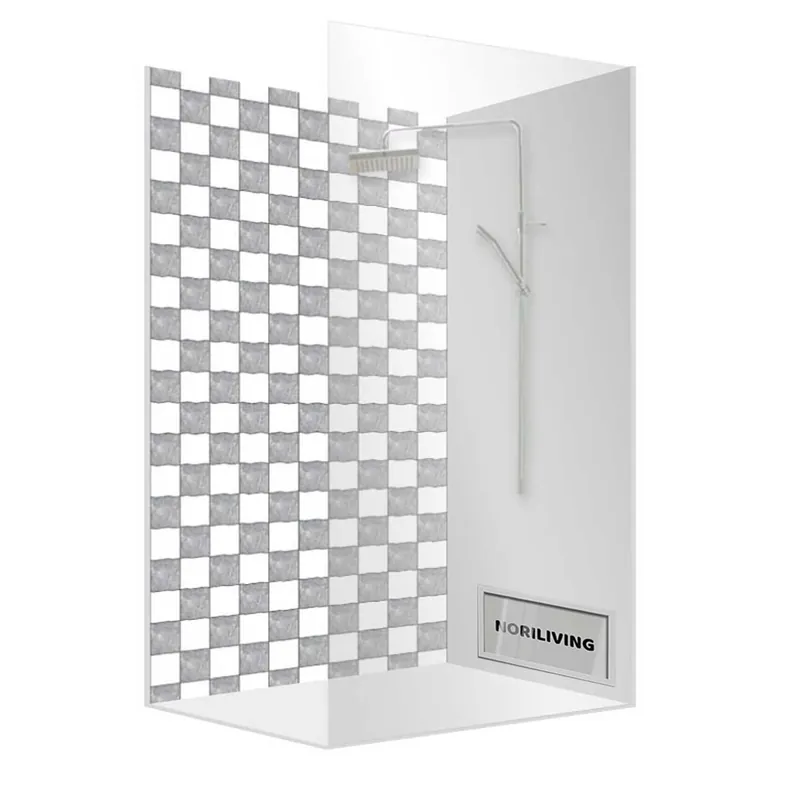 Angebot Duschrückwand Alu Fliesenoptik 543 | 100x100 | Variante 02 - Schachbrett weiß